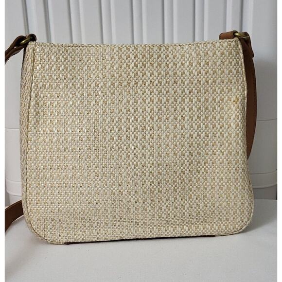 Fossil Handbags - Fossil Beige Woven Shoulder Handbag Purse